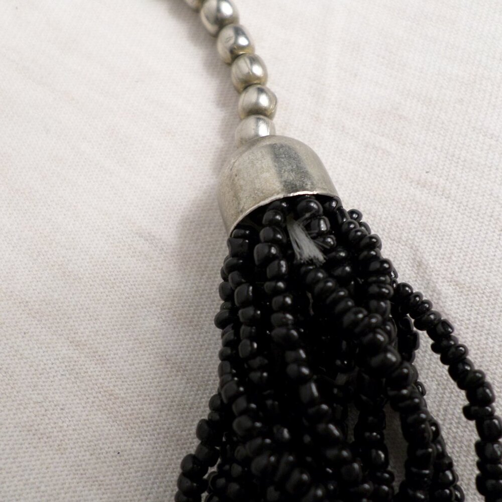 Womens Black Beaded Necklace with Multi Strands and Multi Colored Mixed Beading - Picture 4 of 5